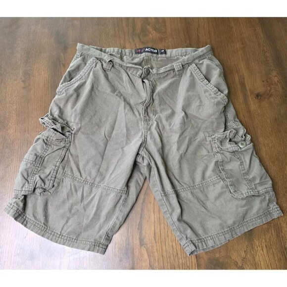 Mens RP Active Cargo Shorts Size 34 Olive Green With Pockets & Belt Loops Cotton - Picture 1 of 12